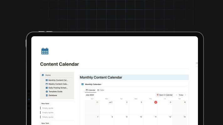Content Calendar preview